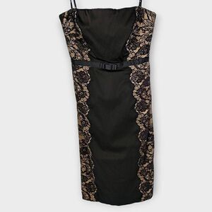 Tadashi Dress Sz 8 Strapless Midi Black Lace Designer Cocktail Formal Witchycore